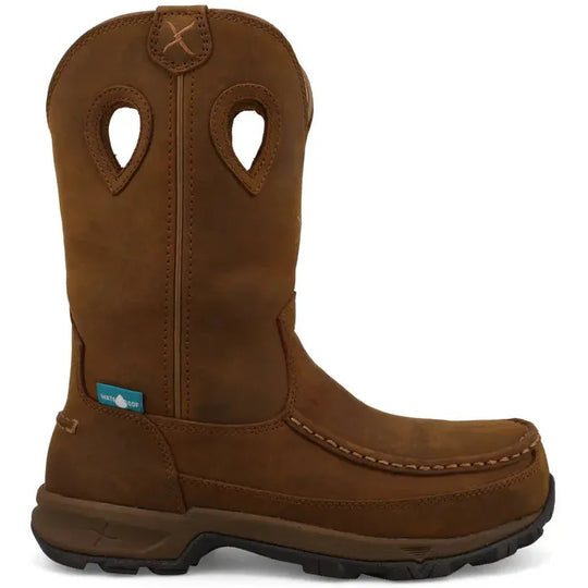 Twisted X Women's BarnShield 10" Nano Toe Waterproof Pull On Hiker Boot - Distressed Saddle - WHKBNW1 5.5 / Medium / Brown - Overlook Boots