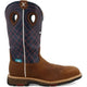 Twisted X Women's CellStretch 11" Alloy Toe Waterproof Western Work Boot - Brown & Navy - WXBAW01 5.5 / Wide / Tobacco - Overlook Boots