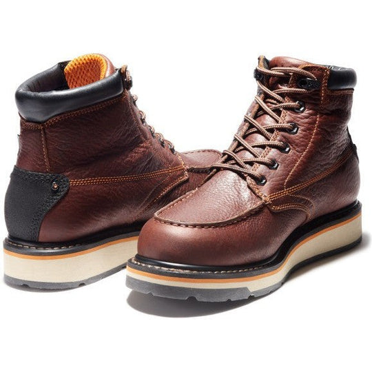 Timberland PRO Men's Gridworks 6" Soft Toe Moc Toe Waterproof Work Boot - Brown - TB1A1KRQ214 - Overlook Boots