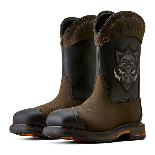 Ariat Men's WorkHog Full Boar 11" Composite Toe Waterproof Western Work Boot - Brown - 10082161 - Overlook Boots