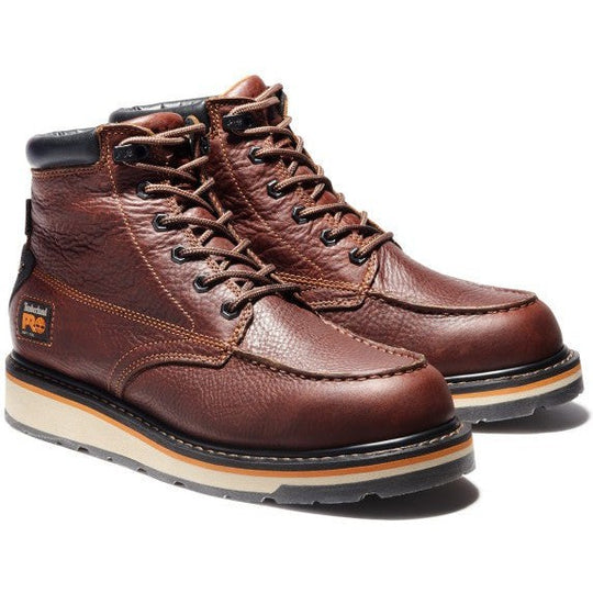 Timberland PRO Men's Gridworks 6" Soft Toe Moc Toe Waterproof Work Boot - Brown - TB1A1KRQ214 - Overlook Boots