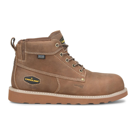 Carolina Men's Socket 5" EZ-ON Aluminum Toe Waterproof Work Boot - Brown - CA2572 - Overlook Boots