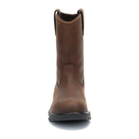 Cat Men's 247 10" Soft Toe Wellington Work Boot - Dark Brown - P51124 - Overlook Boots