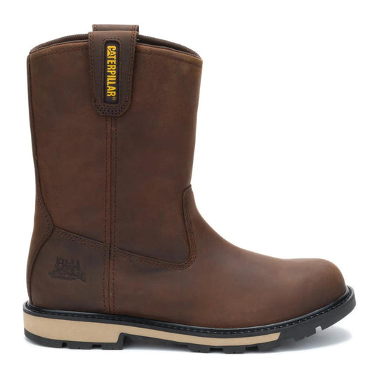 Cat Men's 247 10" Soft Toe Wellington Work Boot - Dark Brown - P51124 - Overlook Boots