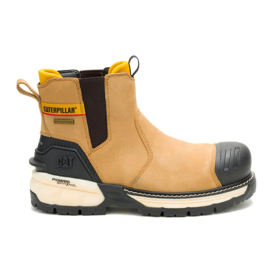 Cat Men's Excavator Power Spring Composite Toe Waterproof Chelsea Work Boot - Honey - P91829 - Overlook Boots