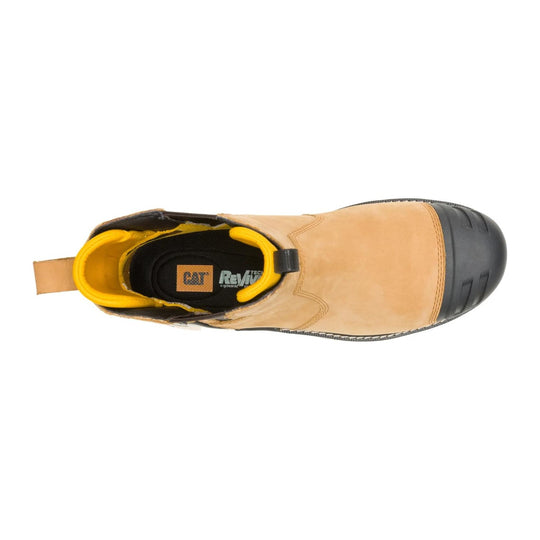 Cat Men's Excavator Power Spring Composite Toe Waterproof Chelsea Work Boot - Honey - P91829 - Overlook Boots