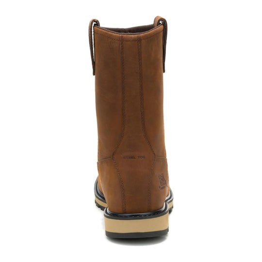 Cat Men's 247 10" Steel Toe Wellington Work Boot - Dark Brown - P91887 - Overlook Boots
