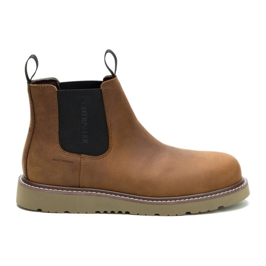 Cat Men's Reclaimer Wedge Steel Toe Waterproof Chelsea Work Boot - Dark Brown - P91898 - Overlook Boots