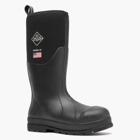 Muck Chore Classic Tall USA Bota de Trabajo para Hombre, Impermeable, Punta de Acero - Negro - CHSUS00