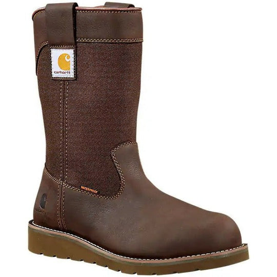 Carhartt Men's 10" Steel Toe Waterproof Wedge Wellington Work Boot -Brown- FW1230-M - Overlook Boots
