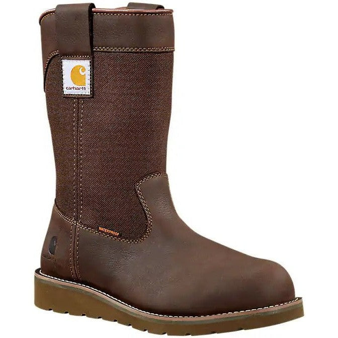 Carhartt Men's 10" Steel Toe Waterproof Wedge Wellington Work Boot -Brown- FW1230-M - Overlook Boots