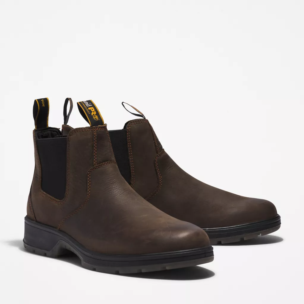 Timberland PRO Men's Nashoba Soft Toe Waterproof Chelsea Work Boot - Brown - TB1A2NY3214 - Overlook Boots