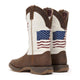 Durango Rebel Distressed Flag Bota Vaquera para Hombre, 12 Pulgadas, Punta Cuadrada, Bordada - Bay Brown/White - DDB0312 - Imagen 5