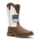 Durango Rebel Distressed Flag Bota Vaquera para Hombre, 12 Pulgadas, Punta Cuadrada, Bordada - Bay Brown/White - DDB0312