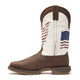 Durango Rebel Distressed Flag Bota Vaquera para Hombre, 12 Pulgadas, Punta Cuadrada, Bordada - Bay Brown/White - DDB0312 - Imagen 3
