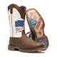 Durango Rebel Distressed Flag Bota Vaquera para Hombre, 12 Pulgadas, Punta Cuadrada, Bordada - Bay Brown/White - DDB0312 - Imagen 6