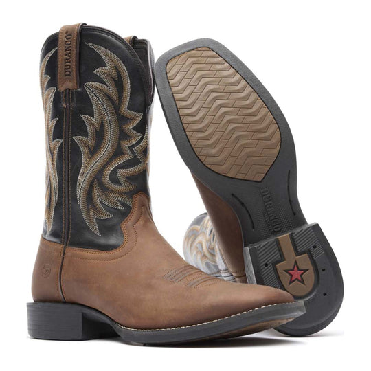 Durango Men's Shyloh 11" Square Toe Western Boot - Brawny Brown/Black Onyx - DDB0493 - Overlook Boots