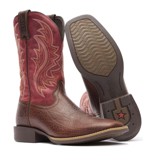 Durango Men's Shyloh 11" Square Toe Western Boot - Mahogany/Dynamite Red - DDB0494 - Overlook Boots