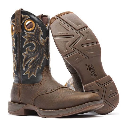 Durango Men's Rebel with InsulKul 11" Square Toe Western Boot - Tobacco Leaf/Black - DDB0499 - Overlook Boots