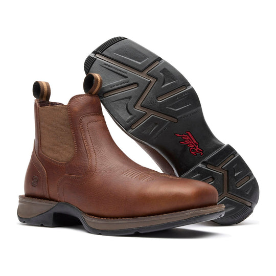 Durango Men's Red Dirt Rebel 5.5" Steel Toe Chelsea Work Boot - Mahogany Brown - DDB0541 - Overlook Boots