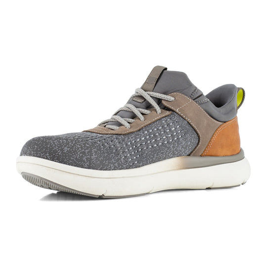 Florsheim Men's Fleet Work Composite Toe Static Dissipative Elastic Work Sneaker - Gray and Brown - FS2780 - Overlook Boots