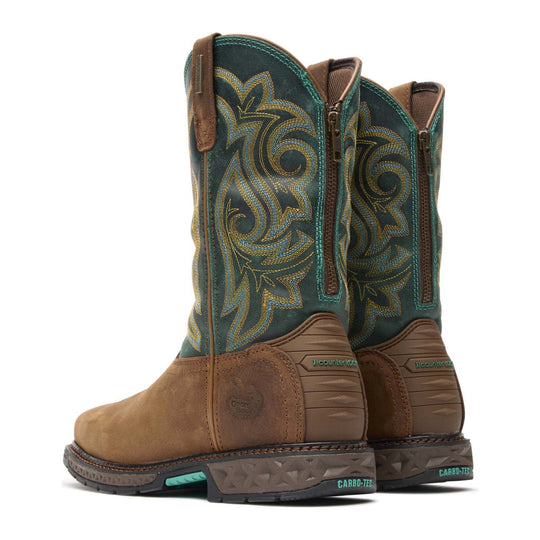 Georgia Women's Carbo-Tec LT 10" Steel Toe Waterproof Square Toe Western Work Boot - Brown/Green - GB00386 - Overlook Boots