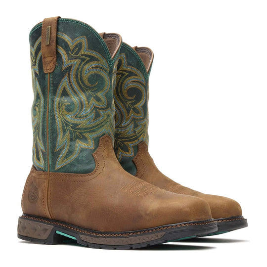 Georgia Women's Carbo-Tec LT 10" Steel Toe Waterproof Square Toe Western Work Boot - Brown/Green - GB00386 - Overlook Boots