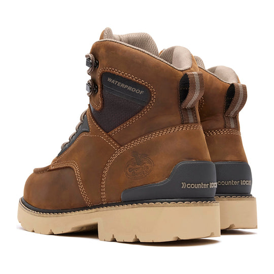 Georgia Men's Carbon Flex 6" Soft Toe Waterproof Moc Toe Work Boot - Brown - GB00754 - Overlook Boots