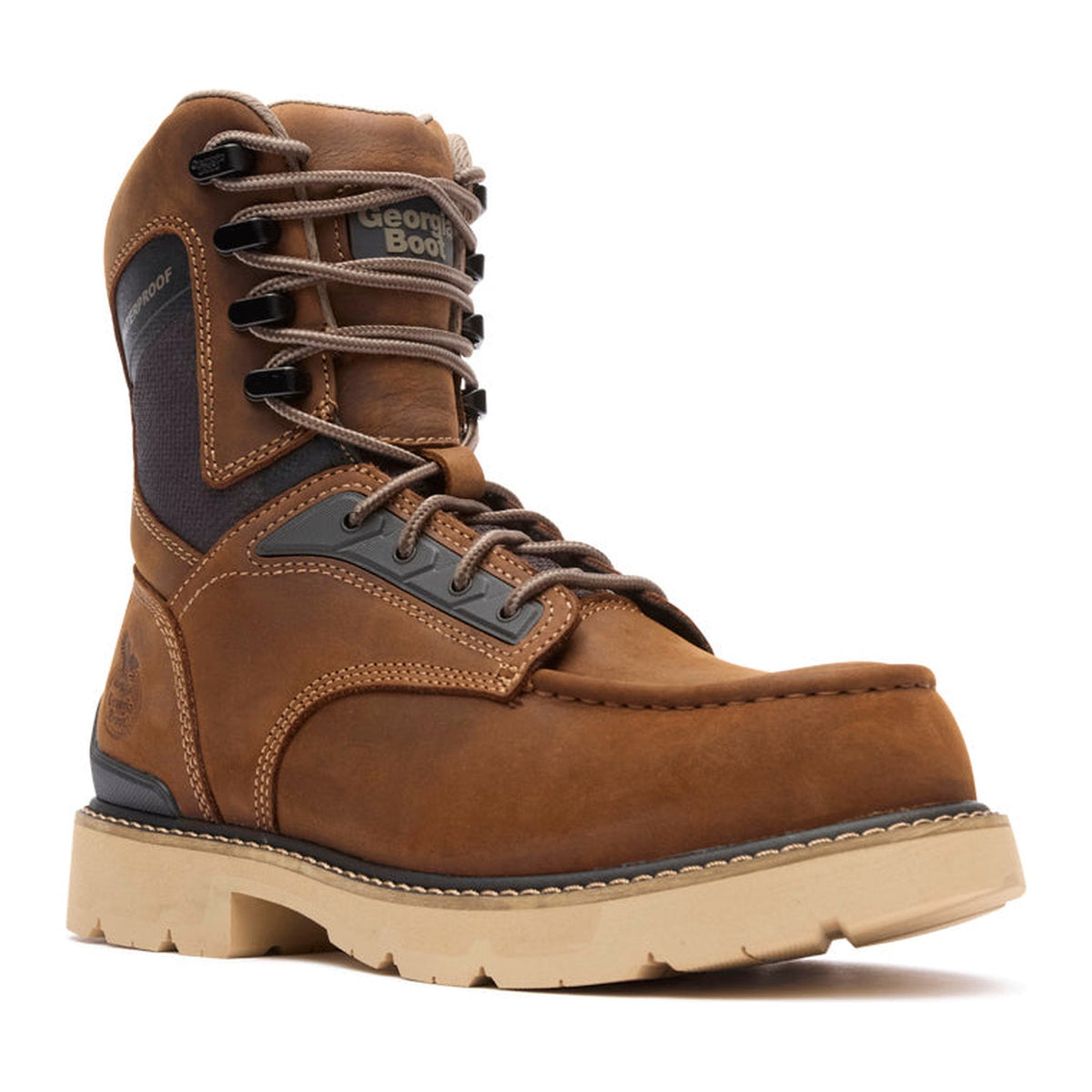 Georgia Men's Carbon Flex 8" Carbon Toe Waterproof Moc Toe Work Boot - Brown - GB00756 7 / Medium / Brown - Overlook Boots