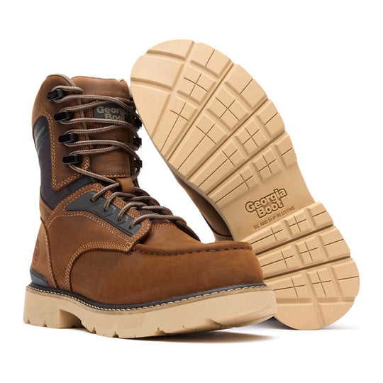 Georgia Men's Carbon Flex 8" Carbon Toe Waterproof Moc Toe Work Boot - Brown - GB00756 - Overlook Boots