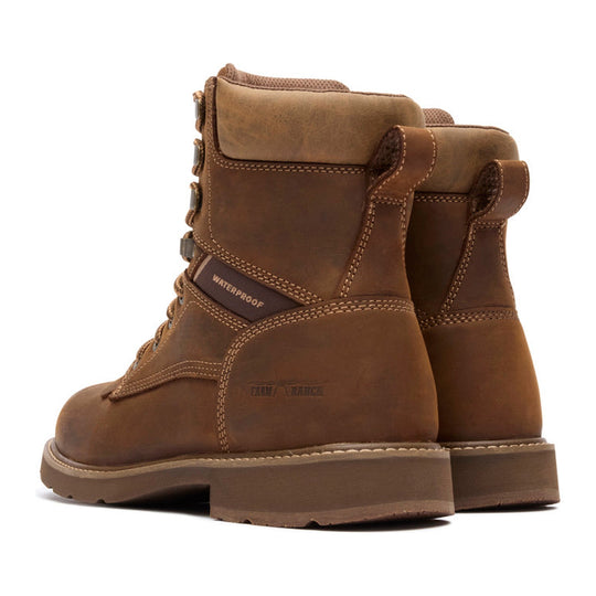 Georgia Men's Core 37 Farm & Ranch 8" Soft Toe Waterproof Lace-Up Work Boot - Brown - GB00761 - Overlook Boots