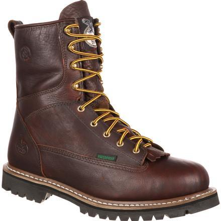Georgia Men's 8" Waterproof Lace to Toe Work Boot - Brown - G101 8 / Medium / Brown - Overlook Boots