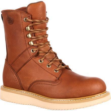 Georgia Bota de Trabajo para Hombre, 8 Pulgadas, Punta de Acero, Suela de Cuña - Café - G8342