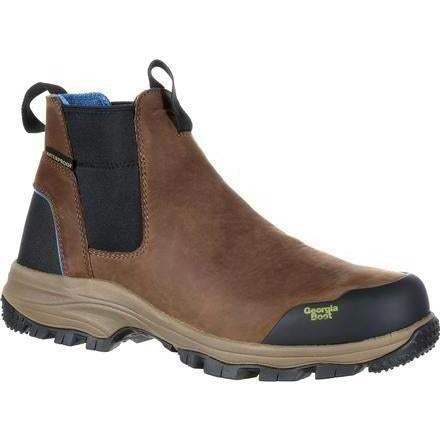 Georgia Men's Blue Collar Chelsea Waterproof Work Romeo Boot - GB00106 8 / Medium / Dark Brown - Overlook Boots