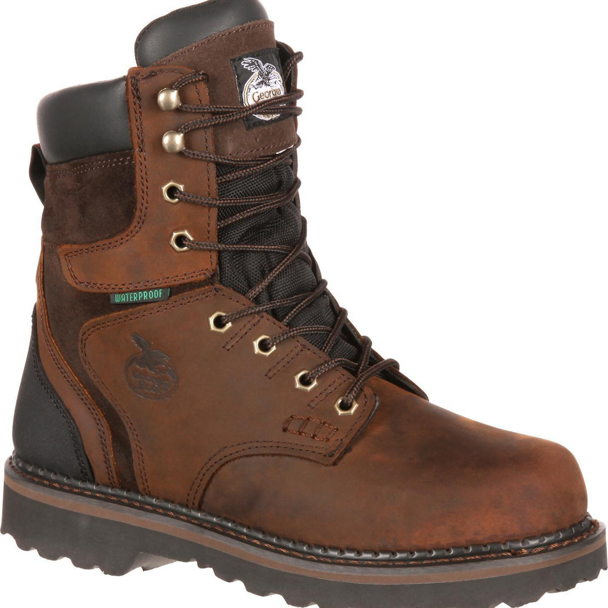 Georgia Men's Brookville 8" Waterproof Work Boot - Brown - G9134 8 / Medium / Dark Brown - Overlook Boots
