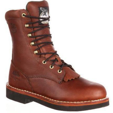 Georgia Men's Farm and Ranch 8" Lacer Work Boot - Brown - G7014 7 / Medium / Brown - Overlook Boots