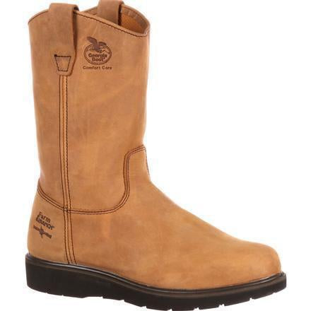 Georgia Men's Farm and Ranch Wellington Wedge Work Boot - Brown - G4432 7 / Medium / Brown - Overlook Boots