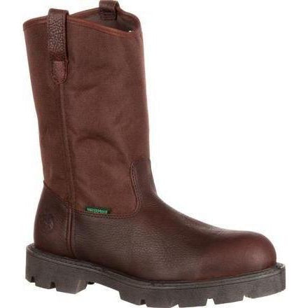 Georgia Men's Homeland Steel Toe Waterproof Wellington Work Boot - Brown - G111 8 / Medium / Brown - Overlook Boots