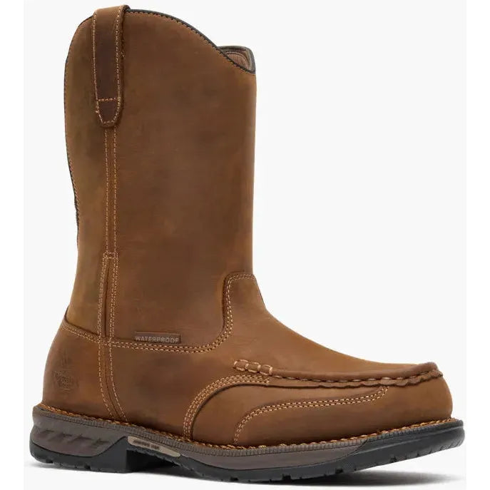 Georgia Men's Athens 360 11" Moc Toe Waterproof Pull On Work Boot- Brown- GB00738 8 / Medium / Brown - Overlook Boots