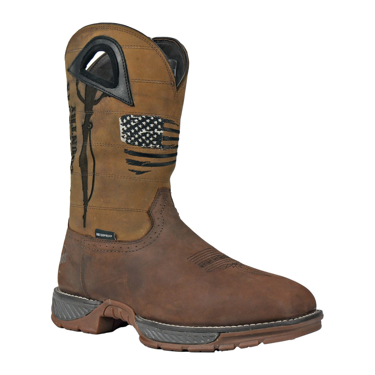 Hoss Men's Fallen Hero Composite Toe Waterproof Pull On Western Work Boot - Brown - 92071 7 / Medium / Brown - Overlook Boots