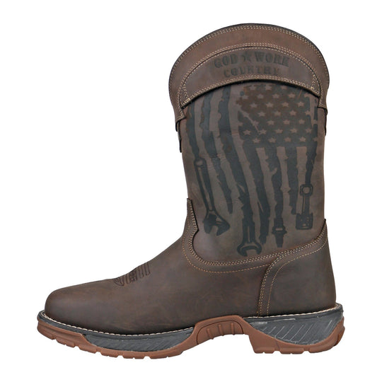 Hoss Men's GOD Work Country Composite Toe Waterproof Pull On Western Work Boot - Brown - 92075 - Overlook Boots