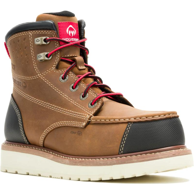 Wolverine Men's Loader 6" Comp Toe Waterproof Carbonmax Work Boot- Trail- W261029 7 / Medium / Brown - Overlook Boots