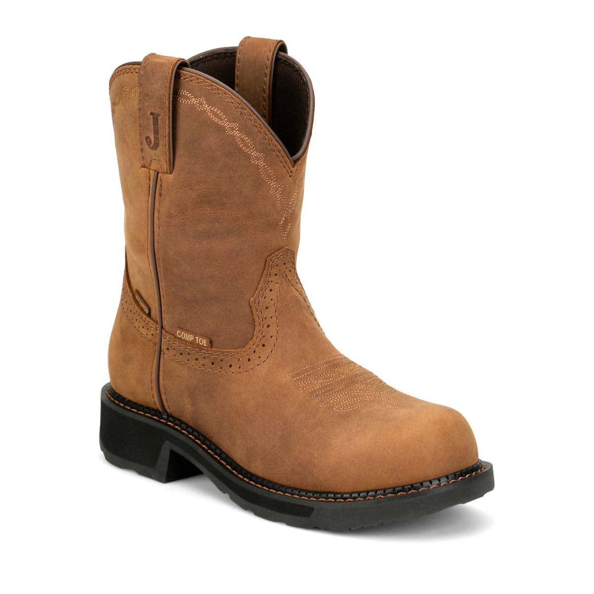 Justin Women's Darby 8" Nano Composite Toe Waterproof Western Work Boot - Brown - GY9949 6 / Brown - Overlook Boots