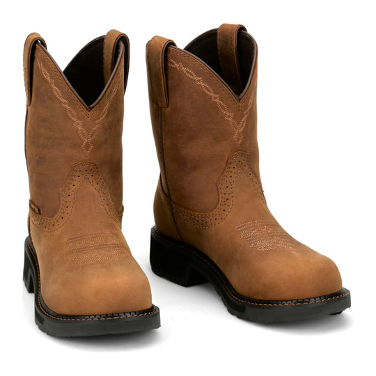 Justin Women's Darby 8" Nano Composite Toe Waterproof Western Work Boot - Brown - GY9949 - Overlook Boots