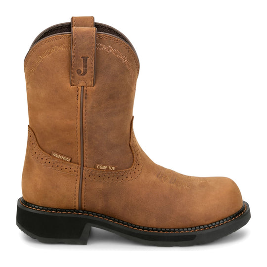 Justin Women's Darby 8" Nano Composite Toe Waterproof Western Work Boot - Brown - GY9949 - Overlook Boots