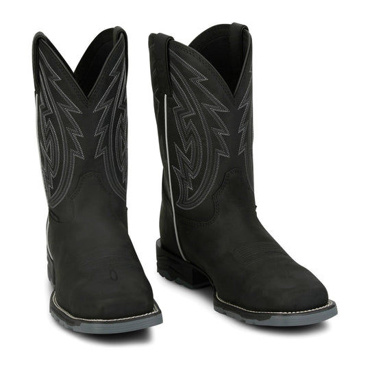 Justin Men's Lytle 11" Steel Toe Waterproof Western Work Boot - Black - MV4589 - Overlook Boots