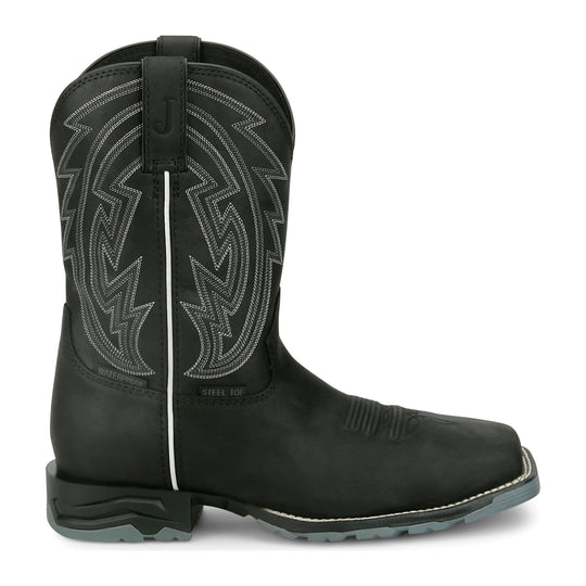 Justin Men's Lytle 11" Steel Toe Waterproof Western Work Boot - Black - MV4589 - Overlook Boots