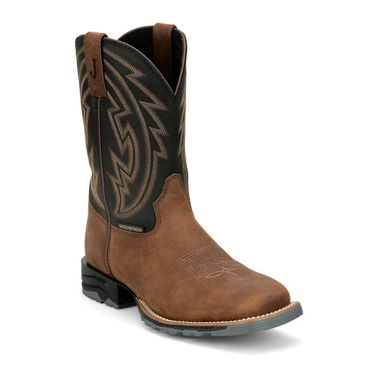 Justin Men's Lytle 11" Steel Toe Waterproof Western Work Boot - Brown/Black - MV4591 7 / Medium / Brown/Black - Overlook Boots