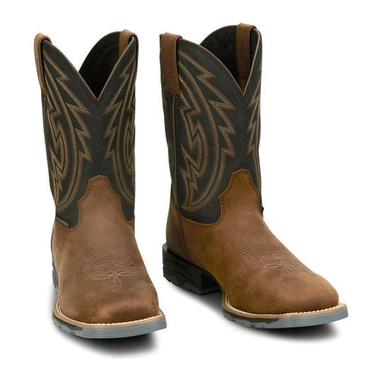 Justin Men's Lytle 11" Steel Toe Waterproof Western Work Boot - Brown/Black - MV4591 - Overlook Boots