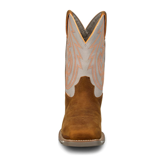 Justin Men's Lytle 11" Steel Toe Waterproof Western Work Boot - Brown/White - MV4595 - Overlook Boots